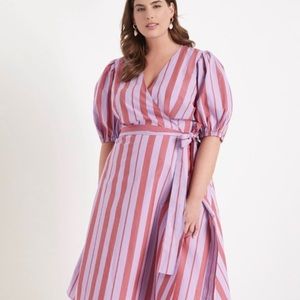 Opposing Stripes Wrap Dress